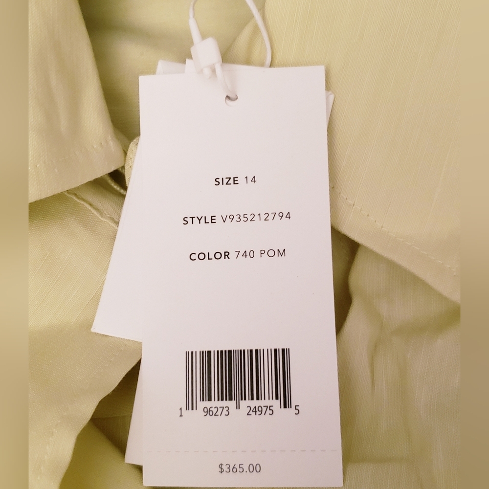 Vince Linen Blend Yellow Green Button-Up Women's Shirt - Picture 8 of 12